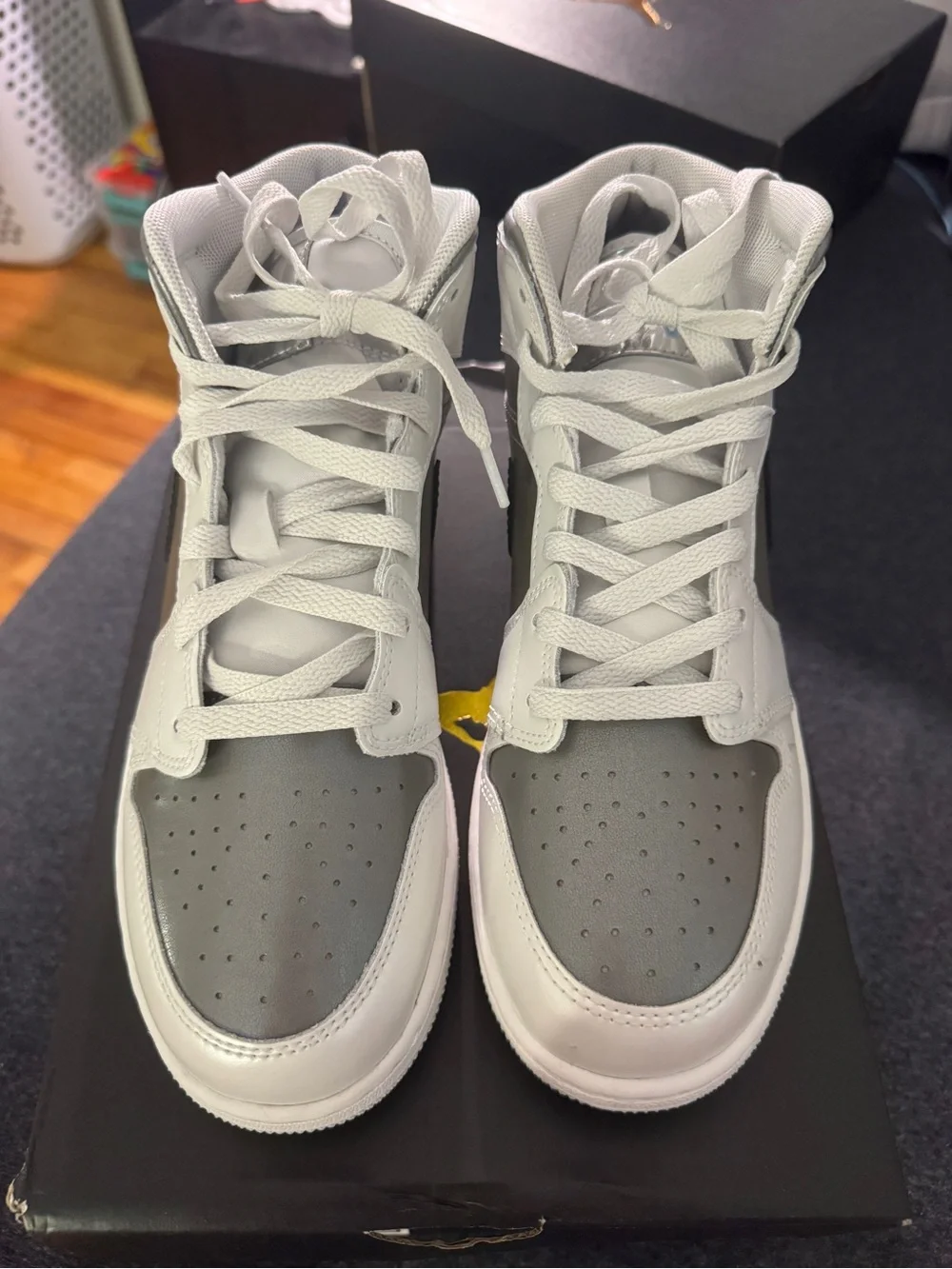 Nike Air Jordan 1 Mid — White, Gray & Black
